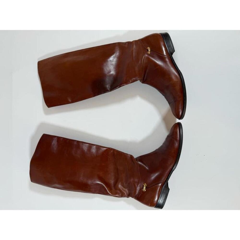 Salvatore Ferragamo Brown Leather Knee-High Boots Size 9.5